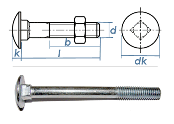 M12 x 80mm Torbandschrauben DIN603 Stahl verzinkt (1 Stk.)