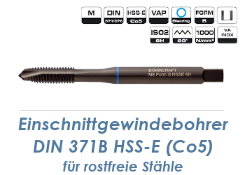 M8 Einschnittgewindebohrer DIN371B HSS-E für Edelstahl (1 Stk.)