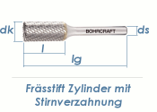 12mm HM-Frässtift Zylinderform mit Stirnverzahnung...