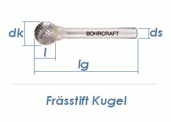 12mm HM-Frässtift Kugel (1 Stk.)