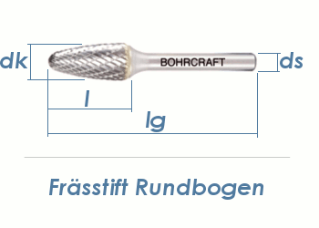 10mm HM-Frässtift Rundbogen (1 Stk.)
