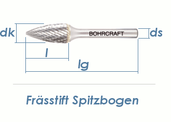 6mm HM-Frässtift Spitzbogen (1 Stk.)