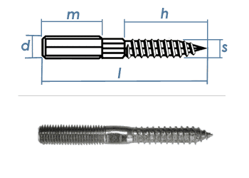 8 x 80mm Stockschrauben Edelstahl A2 (1 Stk.)