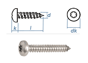 3,5 x 9,5mm Blechschrauben Linsenkopf TX Edelstahl A2 DIN7981 (100 Stk.)