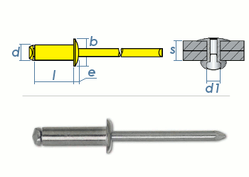 4 x 10mm Blindniete Stahl/Stahl DIN7337 (10 Stk.)