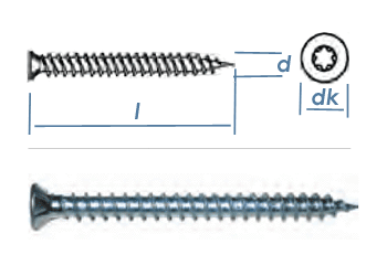 7,5 x 42mm Rahmenschrauben mit Senkkopf Torx Stahl verzinkt (10 Stk.)