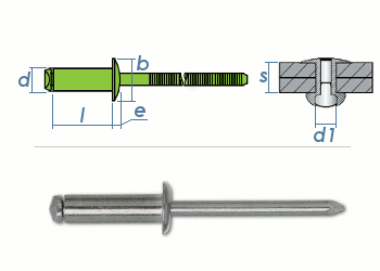 5 x 10mm Blindniete Edelstahl A2 DIN7337 (10 Stk.)