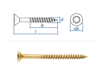 6 x 90mm Spanplattenschrauben TG TX30 Stahl gelb verzinkt (10 Stk.)