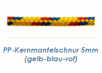 5mm PP- Kernmantelschnur gelb/blau/rot (je 1 lfm)