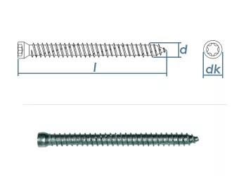 7,5 x 72mm Rahmenschrauben mit kleinem Kopf TX30 Stahl verzinkt (10 Stk.)