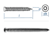 7,5 x 72mm Rahmenschrauben mit kleinem Kopf TX30 Stahl...