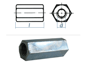 M6 x 25mm Gewindemuffe Sechskant Stahl verzinkt  (10 Stk.)