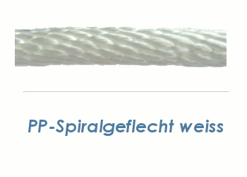 8mm PP Seil Spiralgeflochten weiß (je 1 lfm)