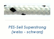 9mm PES- Seil SUPERSTRONG wei&szlig;/schwarz (je 1 lfm)