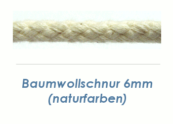 6mm Baumwollseil geflochten natur (je 1 lfm)