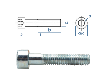 M6 x 55mm Zylinderschrauben DIN912 Stahl verzinkt FKL 8.8  (10 Stk.)