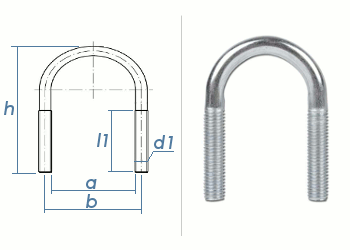 M6 x 23 x 40mm (1/2") Rundstahlbügel ähnl. DIN3570 Stahl verzinkt (1 Stk.)