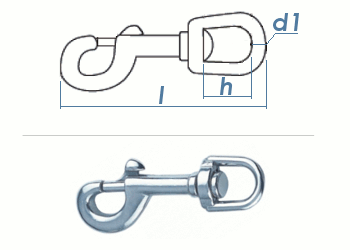 76 x 4mm Wirbelkarabiner Edelstahl A4 (1 Stk.)