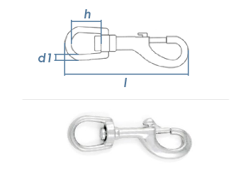 87 x 5mm Wirbelkarabiner Edelstahl A4 (1 Stk.)