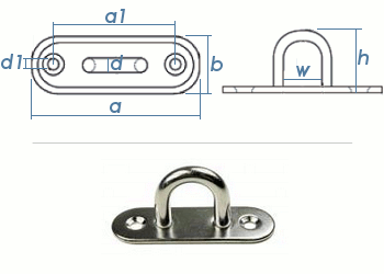 38mm Bügelkrampe mit gerader Platte Edelstahl A2 (1 Stk.)