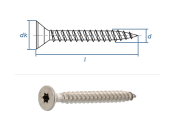 4 x 20mm Spanplattenschrauben Torx Vollgew. Edelstahl A2...