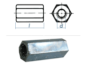 M14 x 50mm Gewindemuffe Sechskant SW22 Stahl verzinkt  (1...