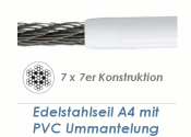 3/5mm 7x7-Drahtseil Edelstahl A4 mit PVC Mantelung (je 1...