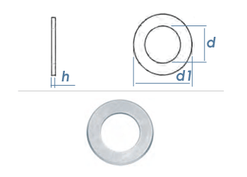 10,5mm Unterlegscheiben DIN433 / ISO7092  Stahl verzinkt  (100 Stk.)