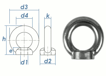 M8 Ringmutter ähnl. DIN 582 Edelstahl A2 - gegossene Form (1 Stk.)