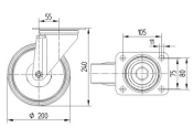 200 x 50mm Lenkrolle Vollgummi ohne Feststeller mit...