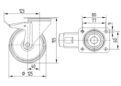 125 x 37mm Lenkrolle Vollgummi mit Feststeller und Anschraubplatte (1 Stk.)