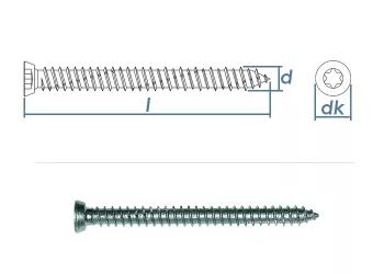 7,5 x 212mm Rahmenschrauben mit Senkkopf TX30 Stahl verzinkt (1 Stk.)