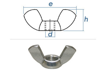 M8 Flügelmutter amerik. Form Edelstahl A2 (1 Stk.)