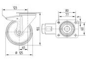 125 x 40mm Lenkrolle Elastikgummi mit Feststeller und...