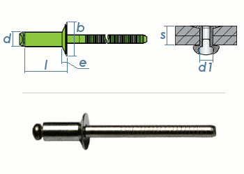 3,2 x 8mm Blindniete Senkkopf Edelstahl A2 DIN 7337 (10 Stk.)