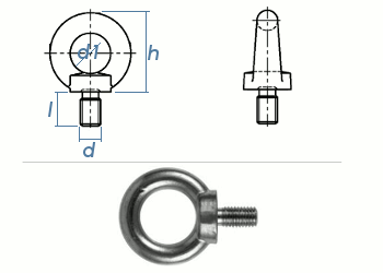 M16 Ringschraube ähnl. DIN580 Edelstahl A2 - gegossene Form (1 Stk.)