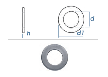 17mm Unterlegscheiben DIN433 / ISO7092 Edelstahl A2 (10 Stk.)