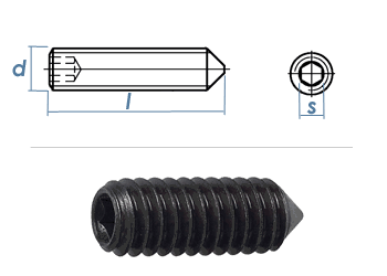 M6 x 6mm Gewindestift Spitze DIN914 45H schwarz (10 Stk.)