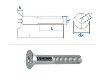 M4 x 35mm Senkschrauben DIN7991 Stahl verzinkt FKL 8.8 (10 Stk.)