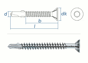 5,5 x 45mm Flügelbohrschrauben TX Edelstahl C1 gehärtet (1 Stk.)