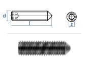 M6 x 35mm Gewindestift Spitze DIN914 45H schwarz (10 Stk.)