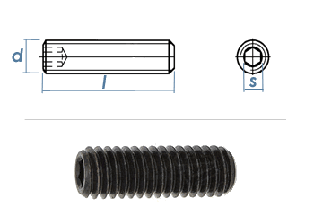 M10 x 40mm Gewindestift Kegelkuppe DIN913 45H schwarz (10 Stk.)