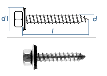 6,5 x 38mm Fassadenschrauben Edelstahl A2 mit EPDM Dichtscheibe (10 Stk.)