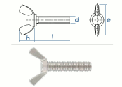 M4 x 20mm Flügelschrauben amerik. Form Edelstahl A2...