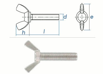 M5 x 20mm Flügelschrauben amerik. Form Edelstahl A2 (1 Stk.)