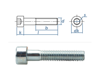 M8 x 16mm Zylinderschrauben DIN912 Stahl verzinkt FKL 8.8  (10 Stk.)