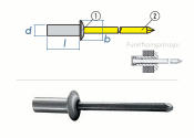 3,2 x 12,5mm Dicht-Becherblindniete Alu/Stahl DIN15973...