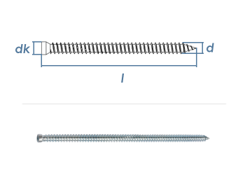 7,5 x 182mm Rahmenschrauben mit kleinem Kopf TX30 Stahl verzinkt (1 Stk.)