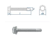 3,9 x 19mm Bohrschrauben Sechskantkopf DIN7504 Stahl...
