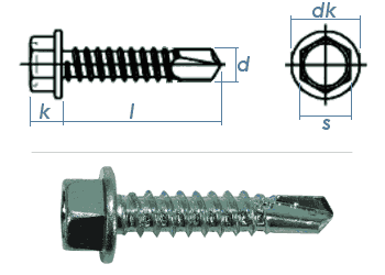 5,5 x 19mm Bohrschrauben Sechskantkopf DIN7504 Stahl verzinkt (10 Stk.)